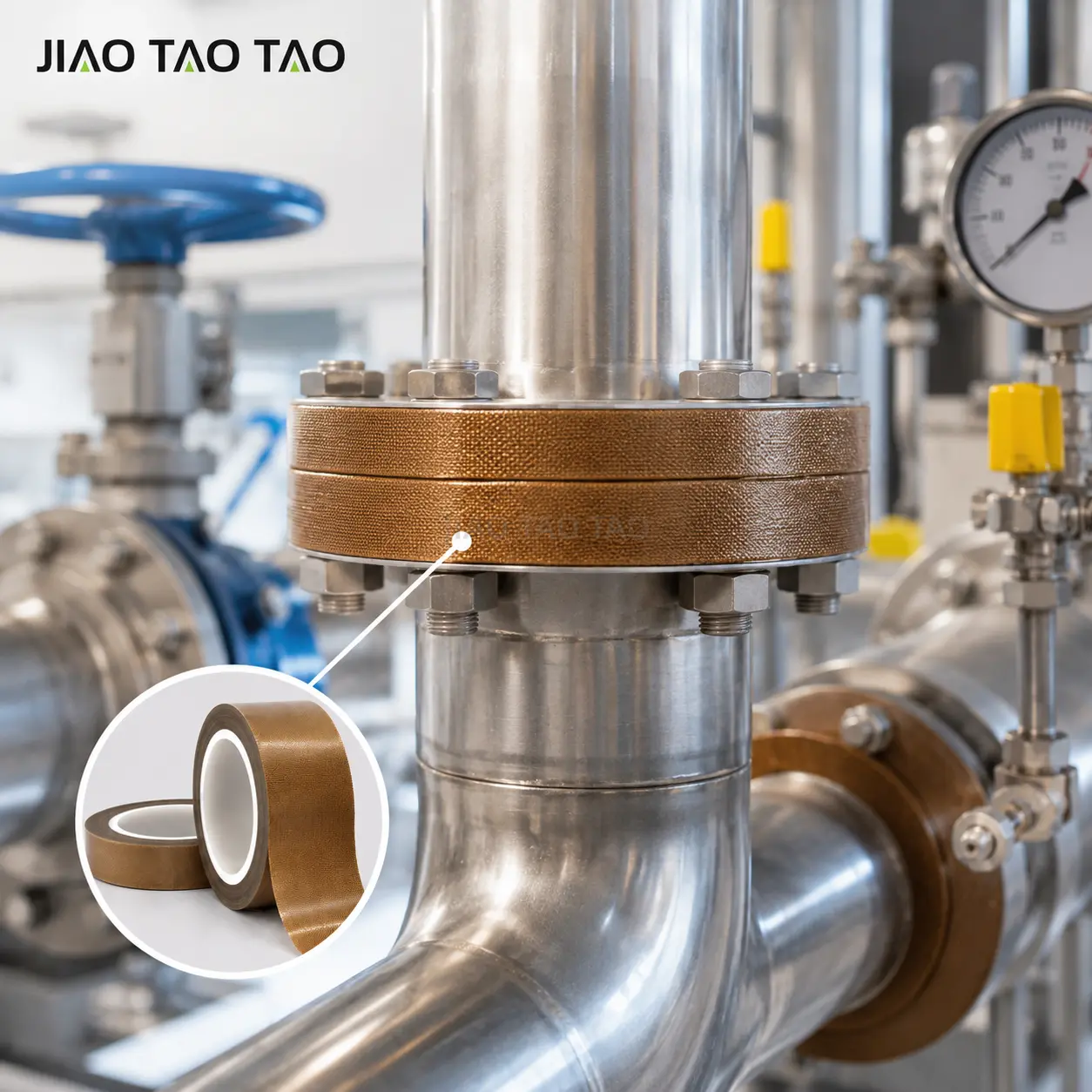 PTFE coated fiberglass adhesive tape for chemical and corrosion protection applications
